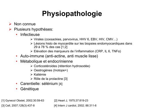 Cardiopathies du péripartum.