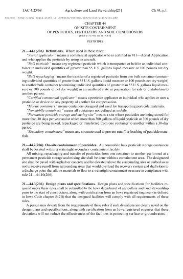 Ch 44, p.1 Agriculture and Land Stewardship[21] IAC 4/23/08 - Iowa ...