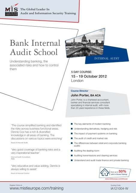 Bank Internal Audit School - MIS Training