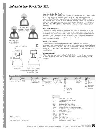 Cut Sheet - North Star Lighting