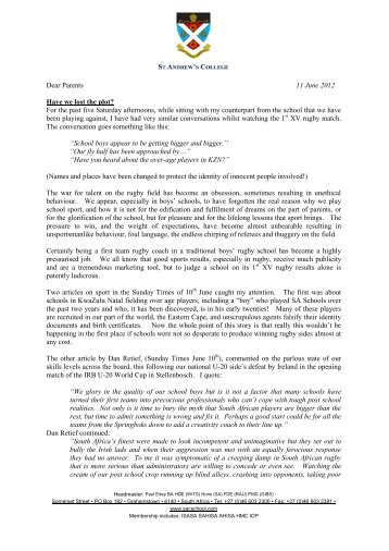 Headmaster's Newsletter - 11 June 2012