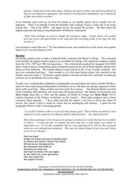 Headmaster's Newsletter - 11 June 2012
