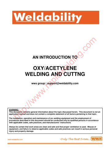 oxy/acetylene welding and cuttng - Rapid Welding and Industrial ...