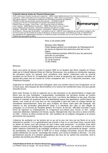 Lettre d'accompagnement - Romeurope