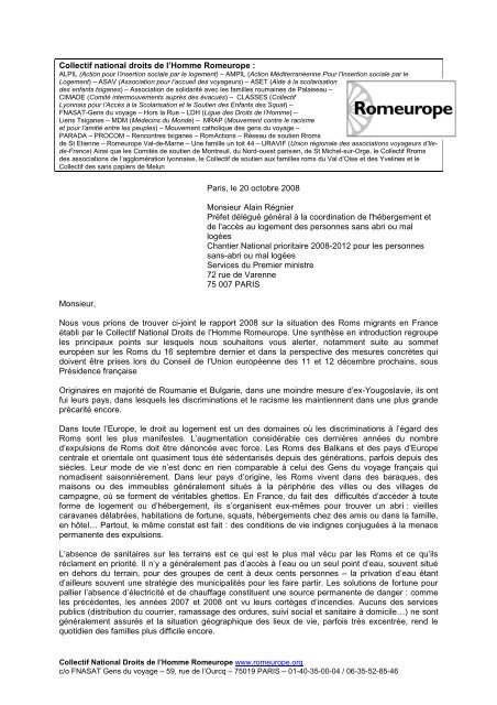 Lettre d'accompagnement - Romeurope