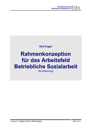 Rahmenkonzeption für das Arbeitsfeld Betriebliche Sozialarbeit