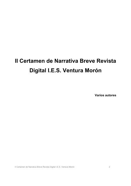 II Certamen de Narrativa Breve Revista Digital I.E.S. Ventura MorÃ³n