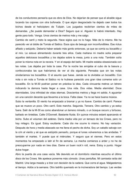 II Certamen de Narrativa Breve Revista Digital I.E.S. Ventura MorÃ³n