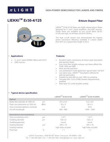 nLIGHT LIEKKI-Er30-4-125 080728 - Laser Lines Ltd.
