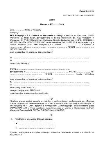 ZaÅÄcznik nr 2 - umowa (pdf 208kb) - PKP Energetyka