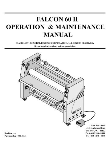 falcon 60 h operation & maintenance manual - Advanced Document ...