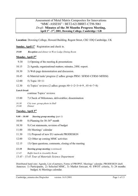 Assessment of Metal Matrix Composites for Innovations â MMC ...