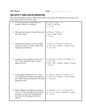 Velocity & Acceleration Problems