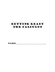 Getting ready for Calculus