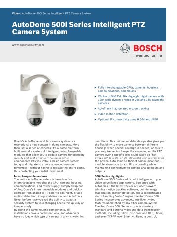 AutoDome 500i Series Intelligent PTZ Camera System