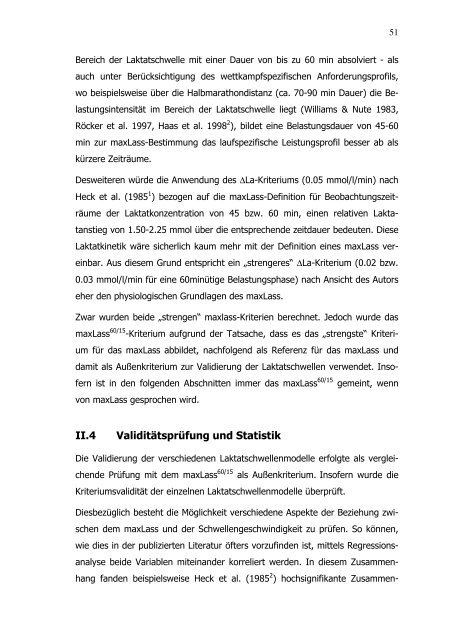 Untersuchung der ValiditÃ¤t verschiedener Laktatschwellenkonzepte ...