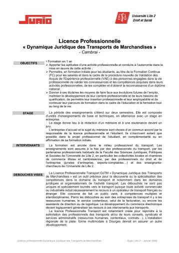Licence Professionnelle - UniversitÃ© Lille 2 Droit et SantÃ©