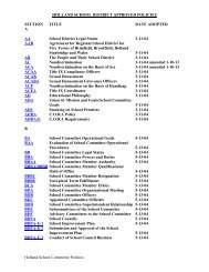 Policies Adopted by the Holland School Committee - Tantasqua.org