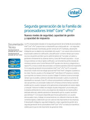 Segunda generaciÃ³n de la Familia de procesadores Intel ... - Toshiba