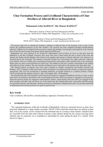 Char Formation Processes and Livelihoods Characteristics of Char ...