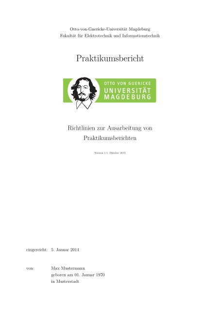 Musterbericht mit Richtlinien - Fakultät für Elektrotechnik und ...