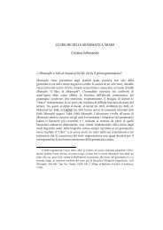 LE ORIGINI DELLA GRAMMATICA ARABA Cristina Solimando - Fsor.it