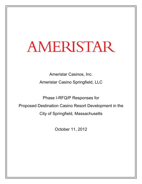 Ameristar Casinos, Inc. Ameristar Casino ... - City of Springfield