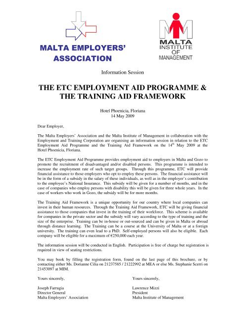 Programme TAF - Malta Institute of Management