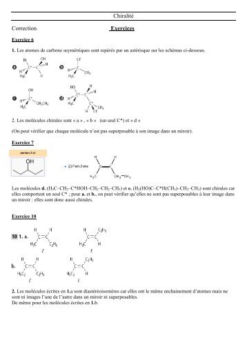 ChiralitÃ© Correction Exercices - Webnode