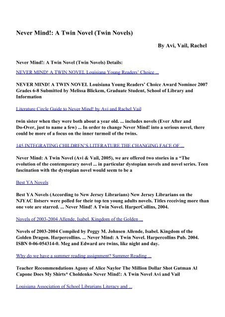 Download Never Mind A Twin Novel Twin Novels Pdf Ebooks By