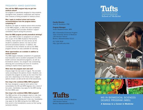 ms in biomedical sciences degree program (mbs) - Home | Tufts ...