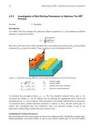 Investigation of Wet Etching Parameters to Optimise The HBT Process