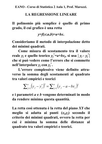 regressione lineare.pdf - Economia e statistica