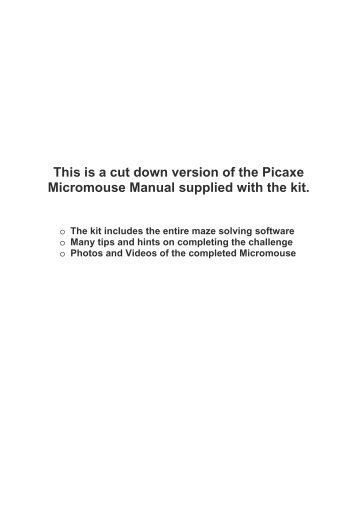 Picaxe Micromouse Kit