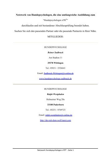 Netzwerk von Hundepsychologen, die eine ... - Gratis Webserver