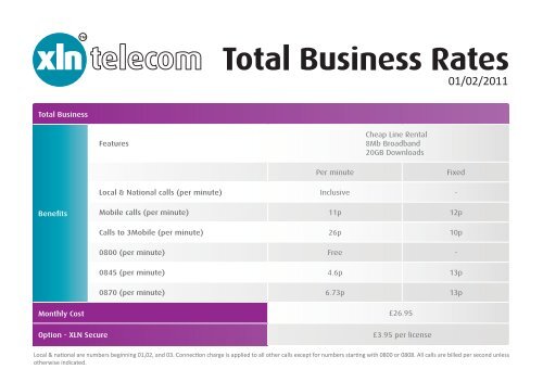 XLN Total Business Rates.indd - XLN Telecom