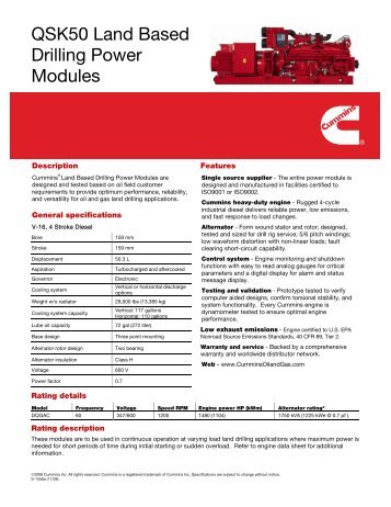 QSK50 Land Based Drilling Power Modules - Cummins Engines