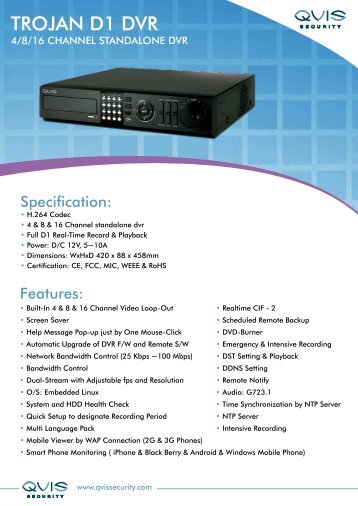 TROJAN D1 DVR - Qvis Security