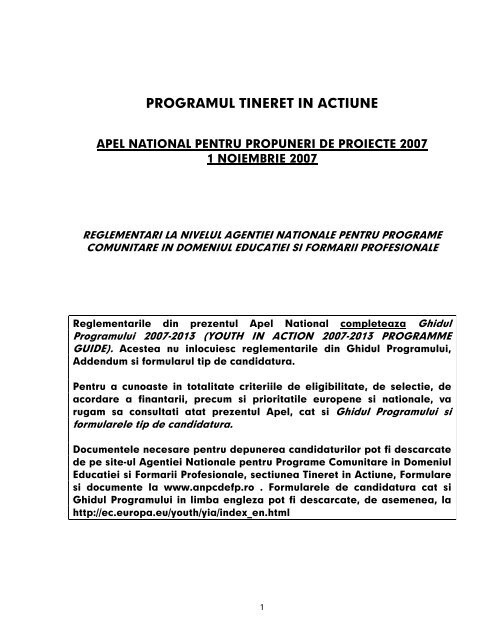 programul tineret in actiune - ANPCDEFP