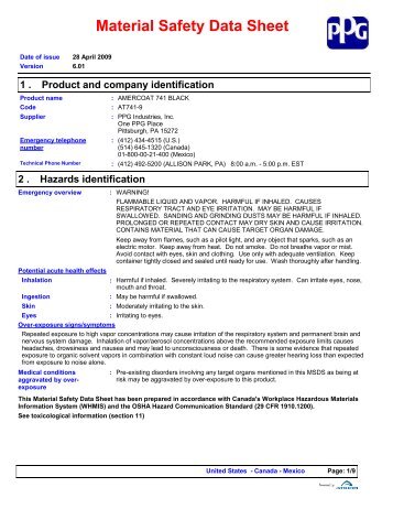 Material Safety Data Sheet - AltaPaints and Coatings