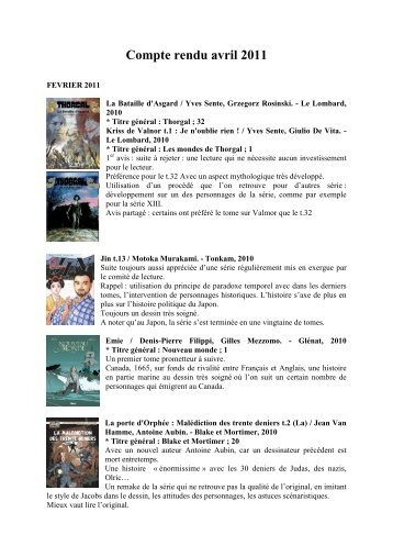 Compte rendu avril 2011