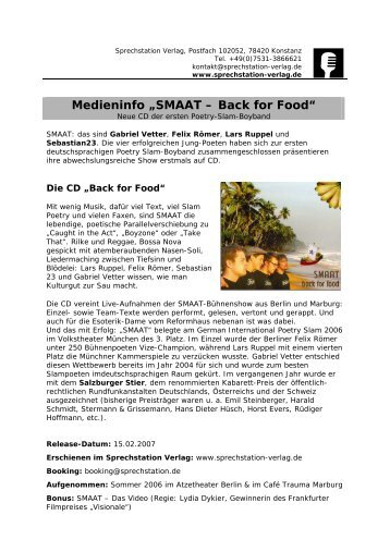 Medieninfo „SMAAT – Back for Food“