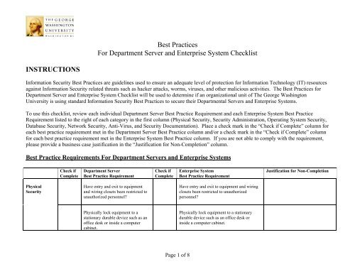 Best Practices For Department Server and Enterprise System ...