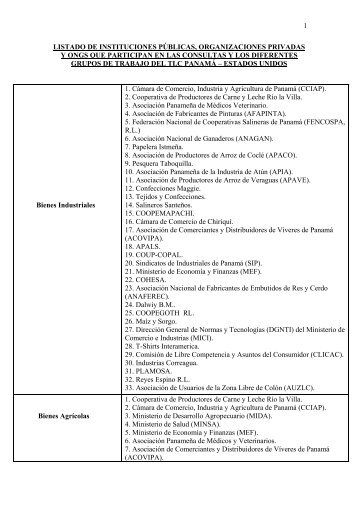 Participacion De Sectores - Ministerio de Comercio e Industrias