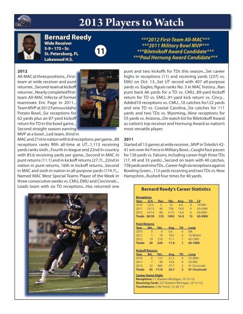 2013 Toledo Spring Football Prospectus - University of Toledo ...