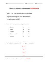 Balancing Equations Pre-Assessment ANSWER KEY - Teach ...