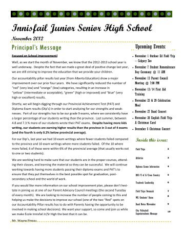 November 2012 - Innisfail Junior/Senior High