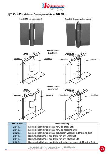 und BolzengelenkbÃ¤nder DIN 31211 - Emil Kaltenbach GmbH & Co.