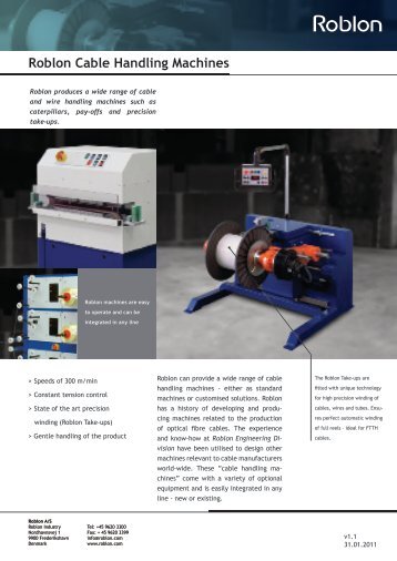 Roblon Cable Handling Machines - Roblon A/S