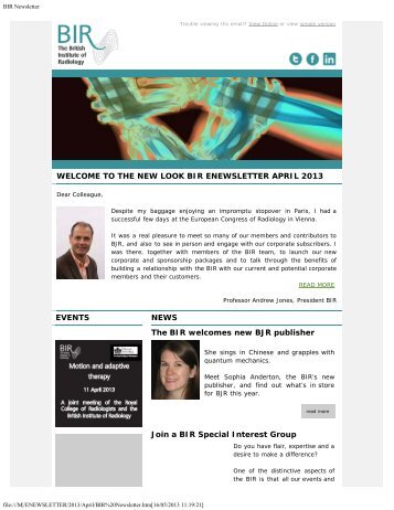 BIR Newsletter - British Institute of Radiology